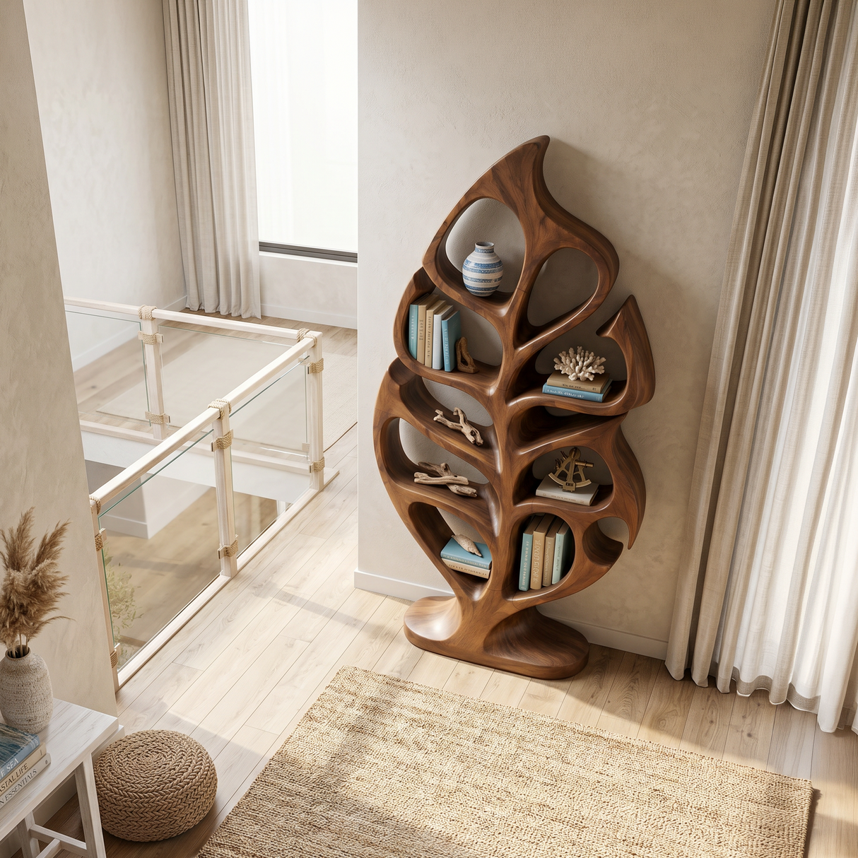 Organic Storage Bookshelf For Comfortable Reading Space