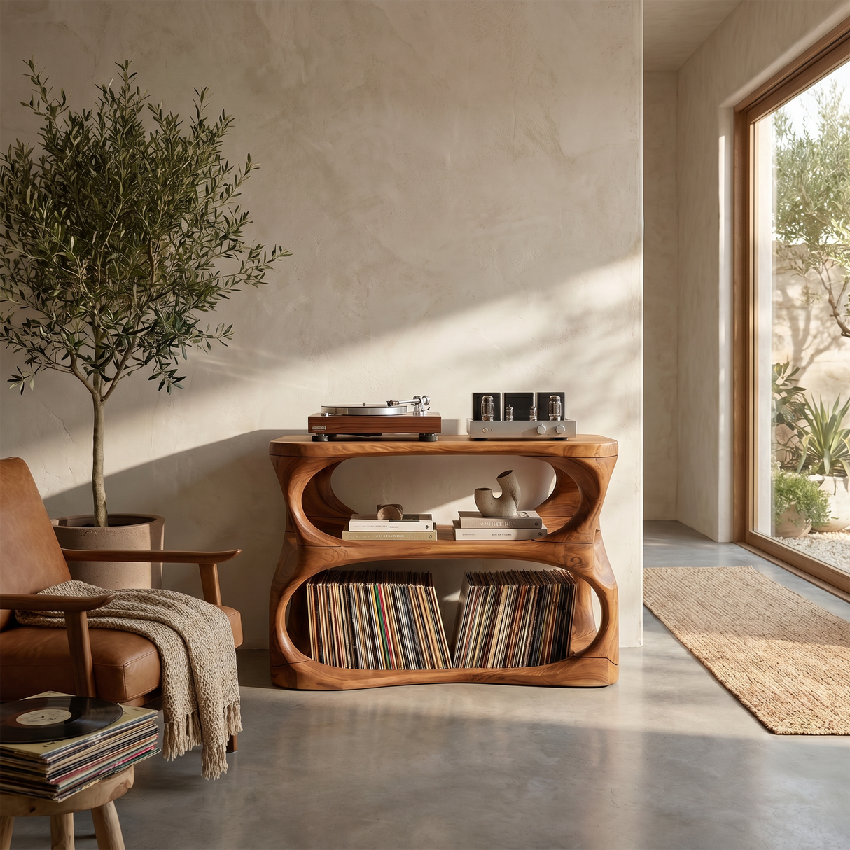 Modern Vinyl Display Stand For Entertainment Interior Space