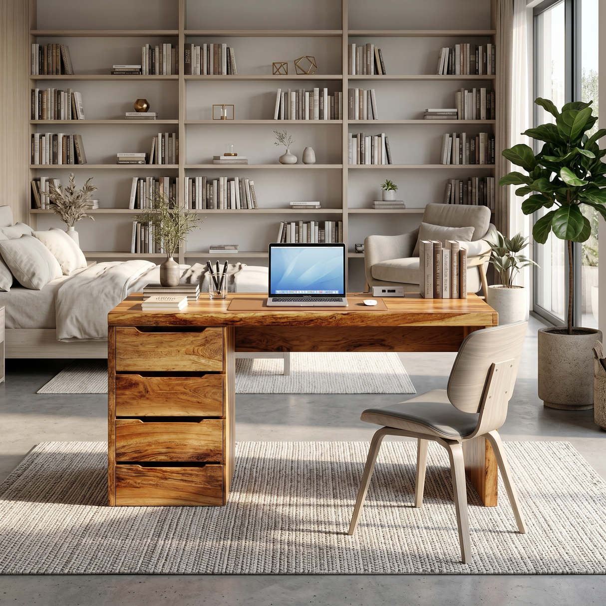 Minimalist Work Desk With Metal X Legs For Studio Room