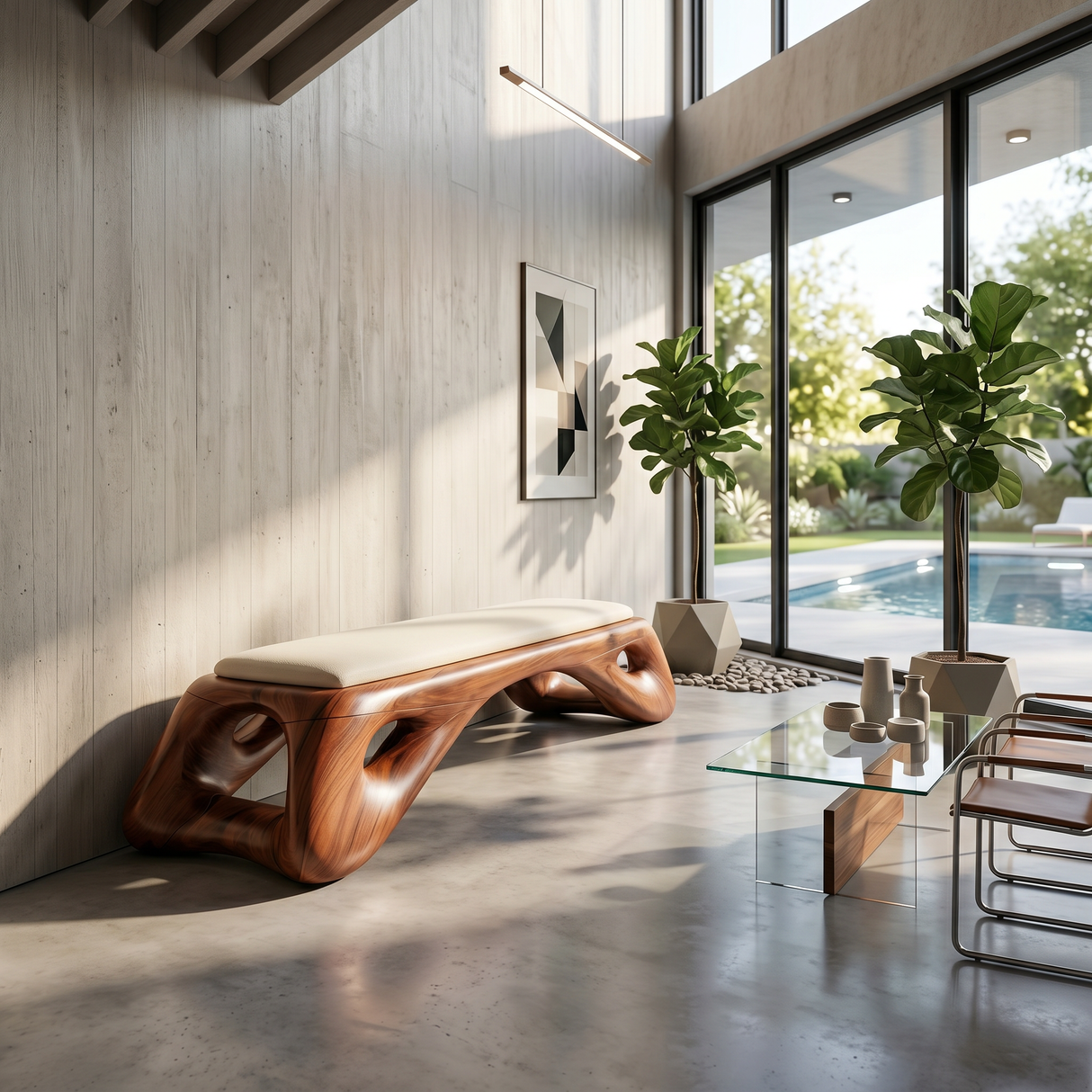 Organic Modern Entryway Bench Luxury Residence