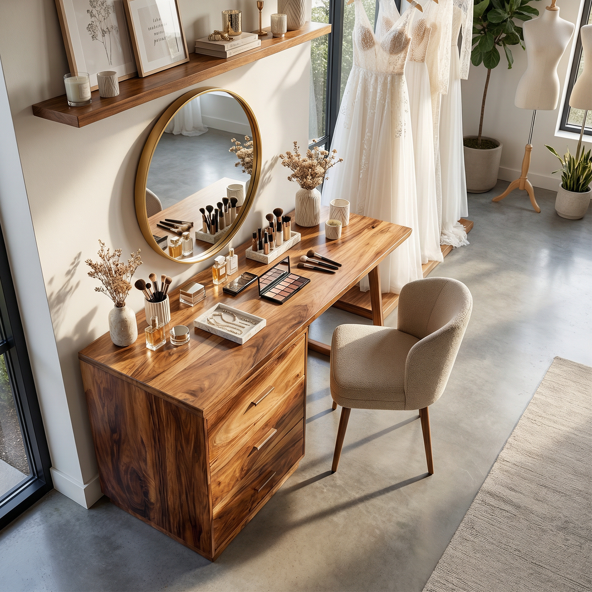 Modern Makeup Vanity Desk Studio Apartment Beauty Space Dressing Area