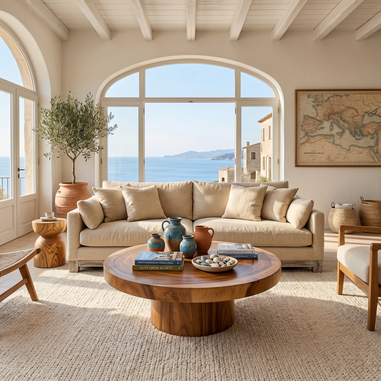 Round Wood Coffee Table For Reading Nook