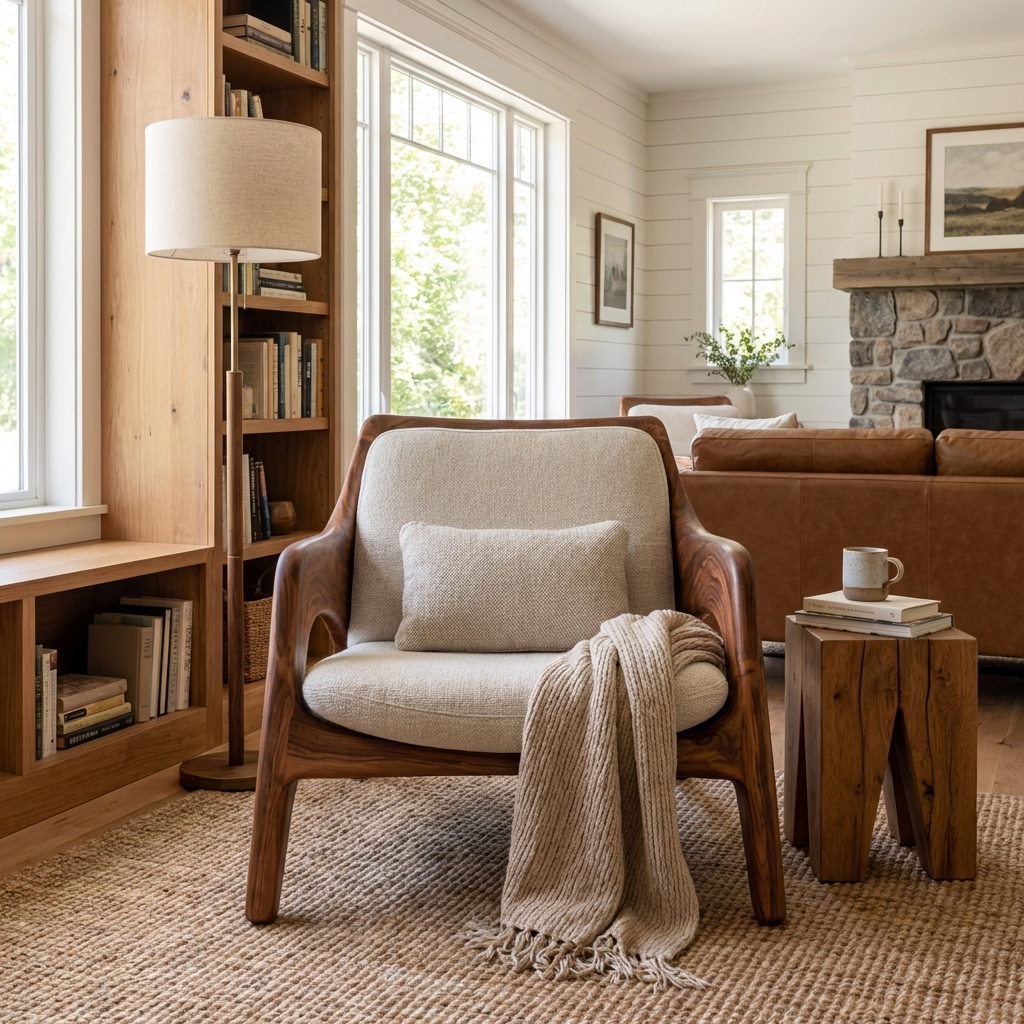 Organic Natural Wood Chair For Home Balcony