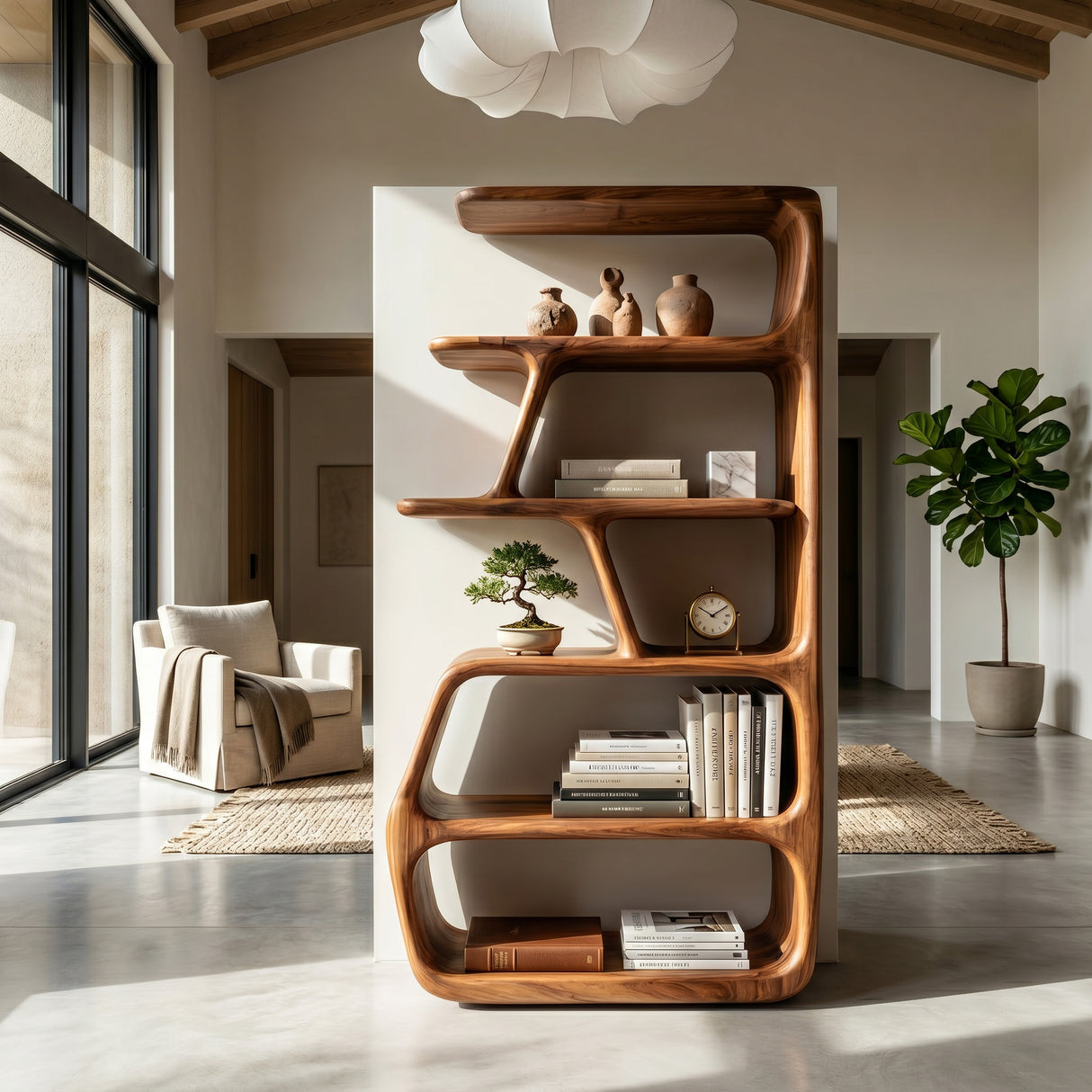 Rustic Wooden Standing Shelf For Apartment Storage