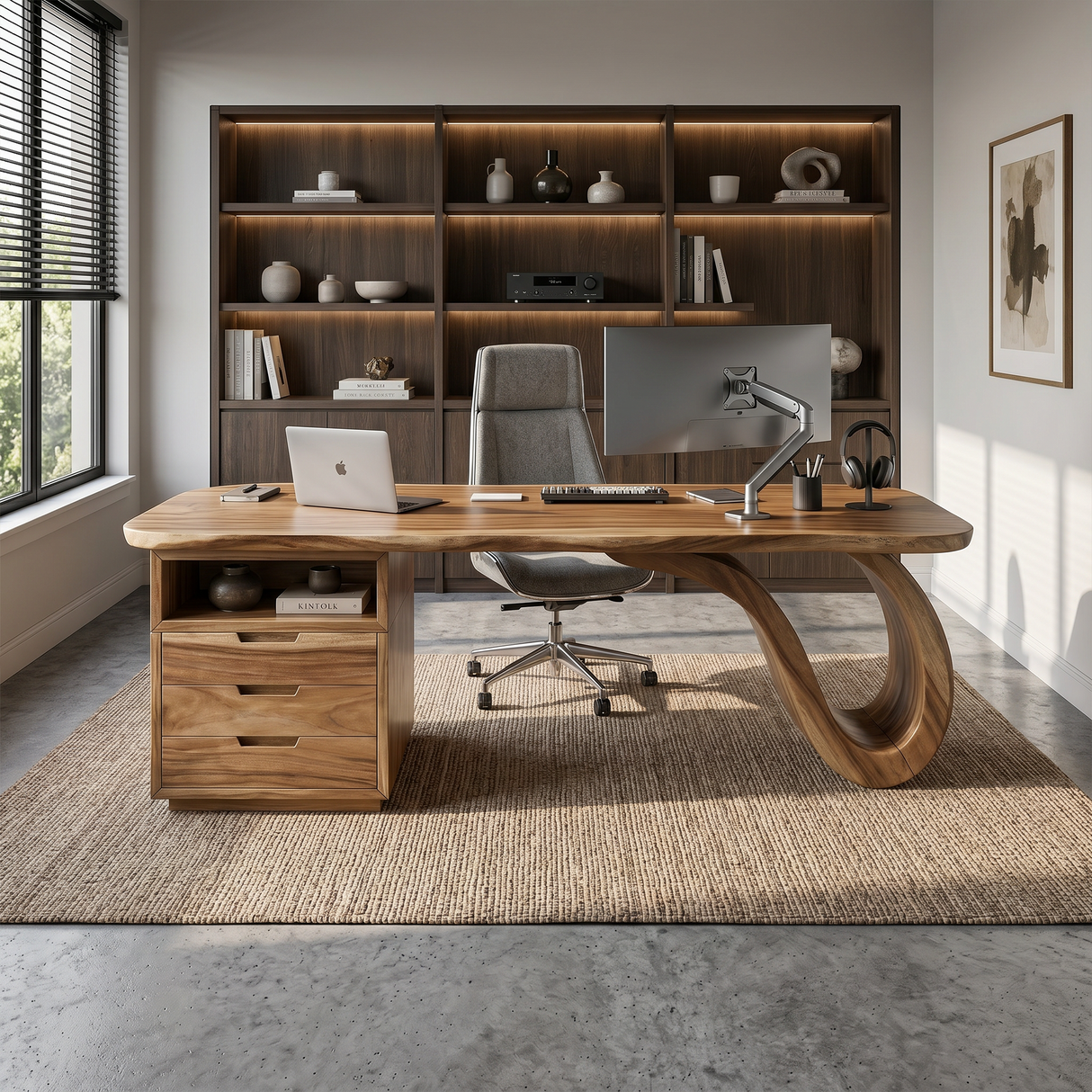 Organic Sculptural Executive Desk Luxury Workspace