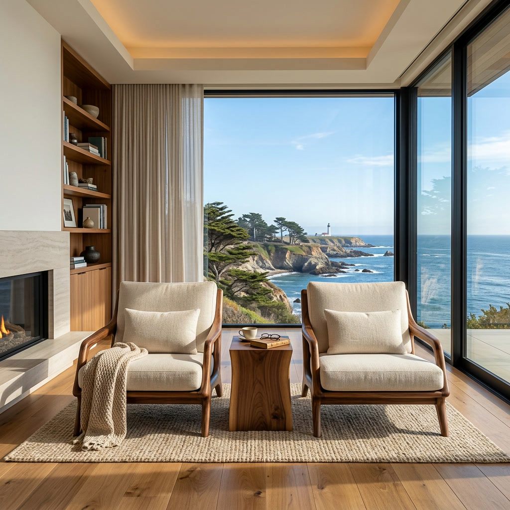 Organic Wooden Armchair With Sculptural Frame For Home