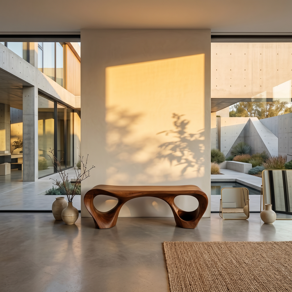 Modern Looped Frame Bench For Hallway Interior Space