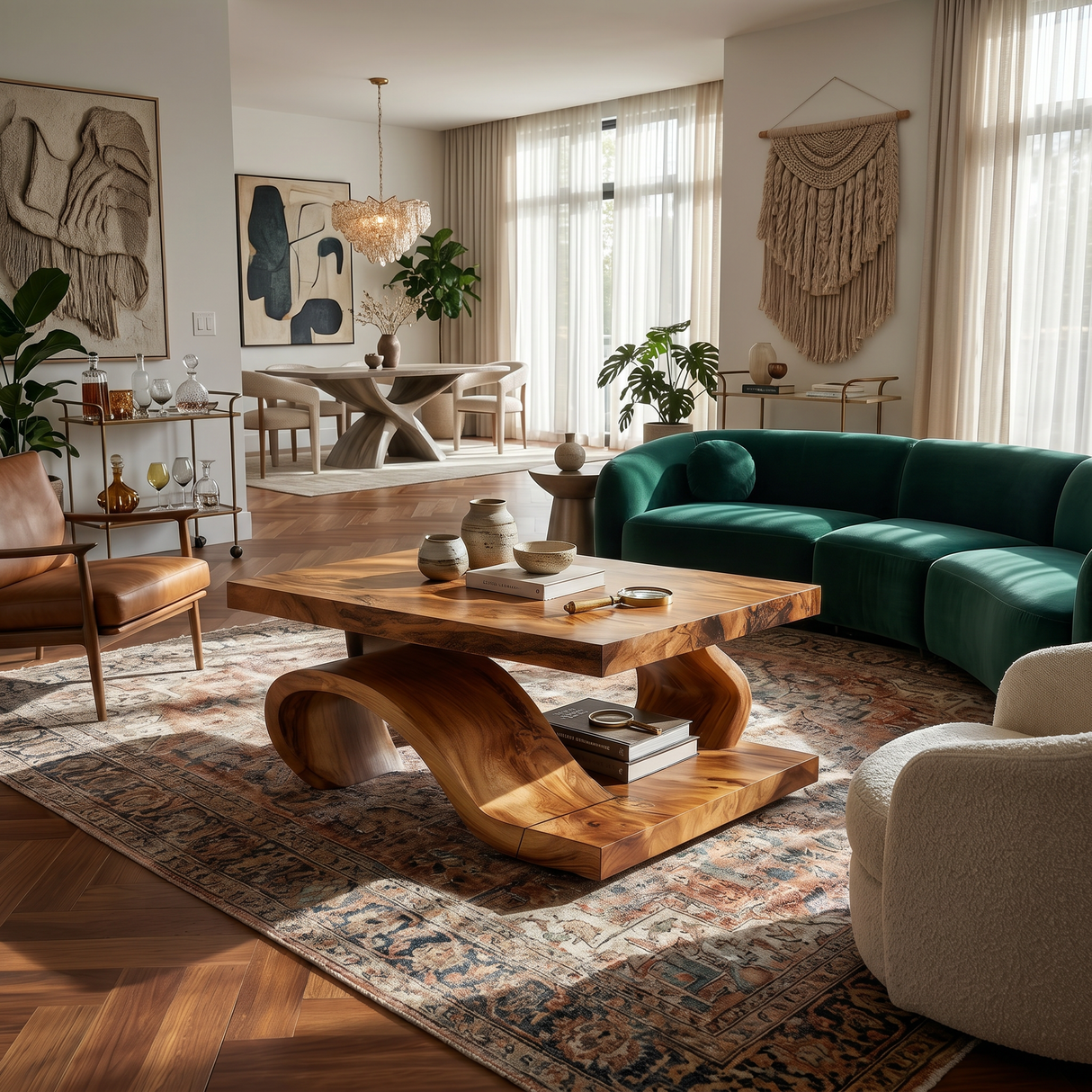 Organic Wood Coffee Table For Modern Lounge