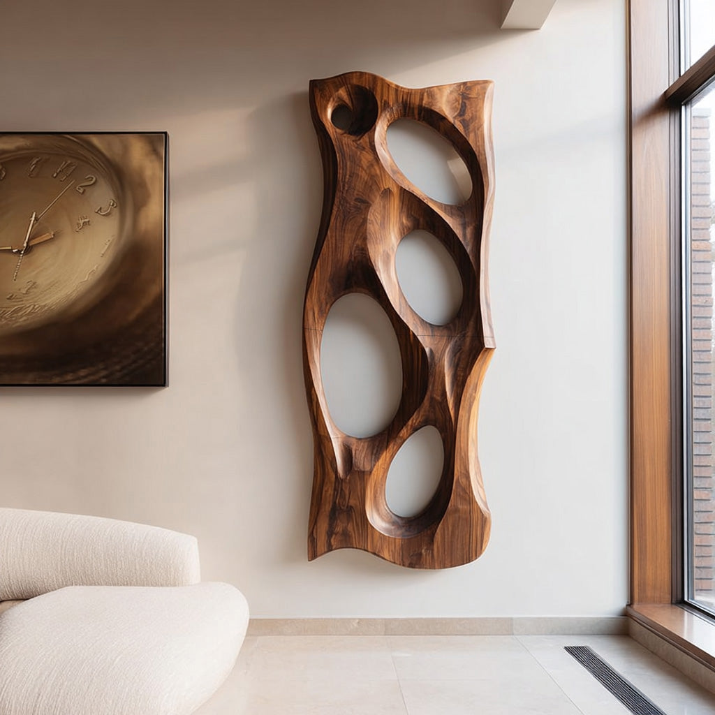 Modern Organic Sculpture Wood Wall Art For Living Room