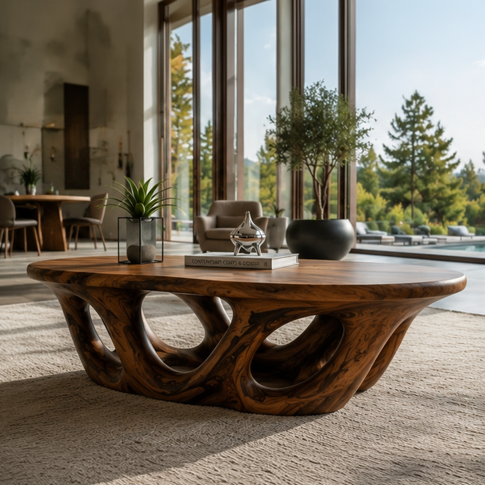 Sculptural Coffee Table With Open Loop Base For Luxury Living