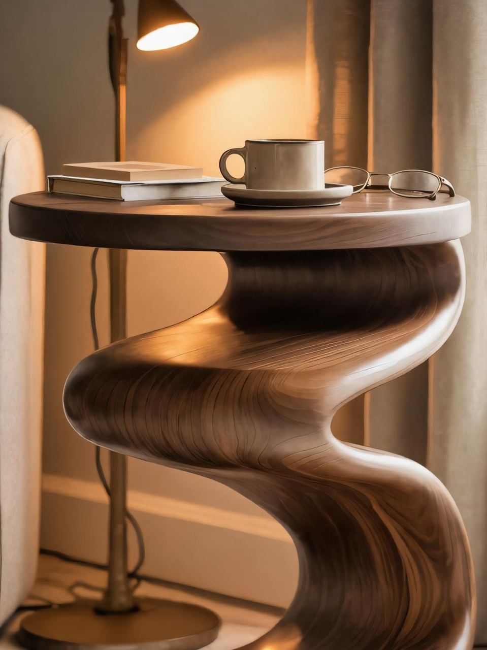 Modern Wave Side Table For Living Room Or Bedroom