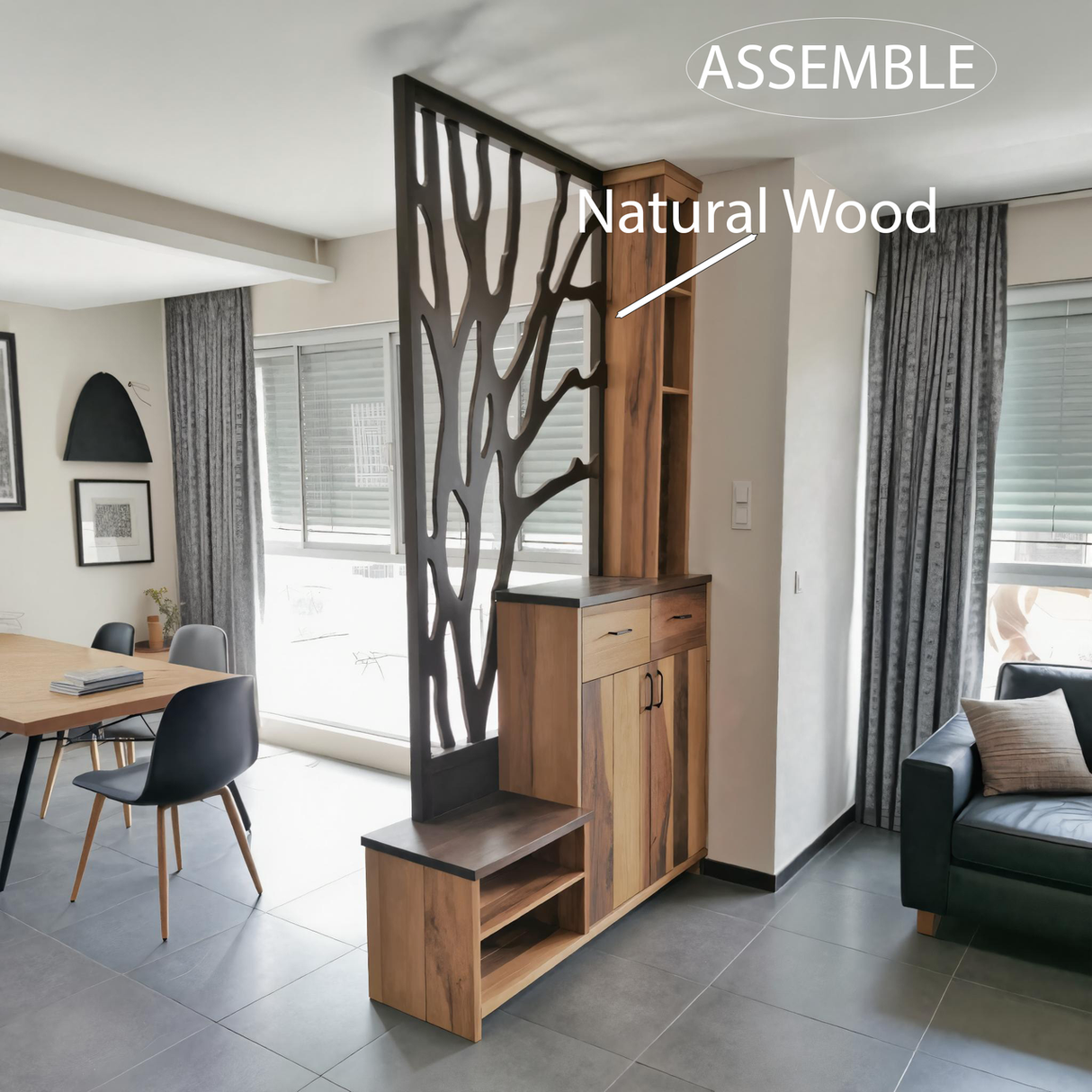 Modern Tree Pattern Divider Cabinet For Living Room