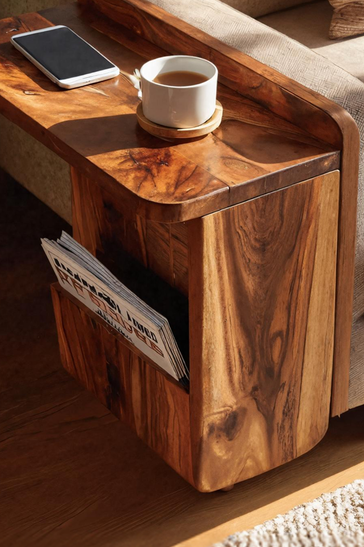 Handcrafted Solid Wood Side Table For Furniture Decor