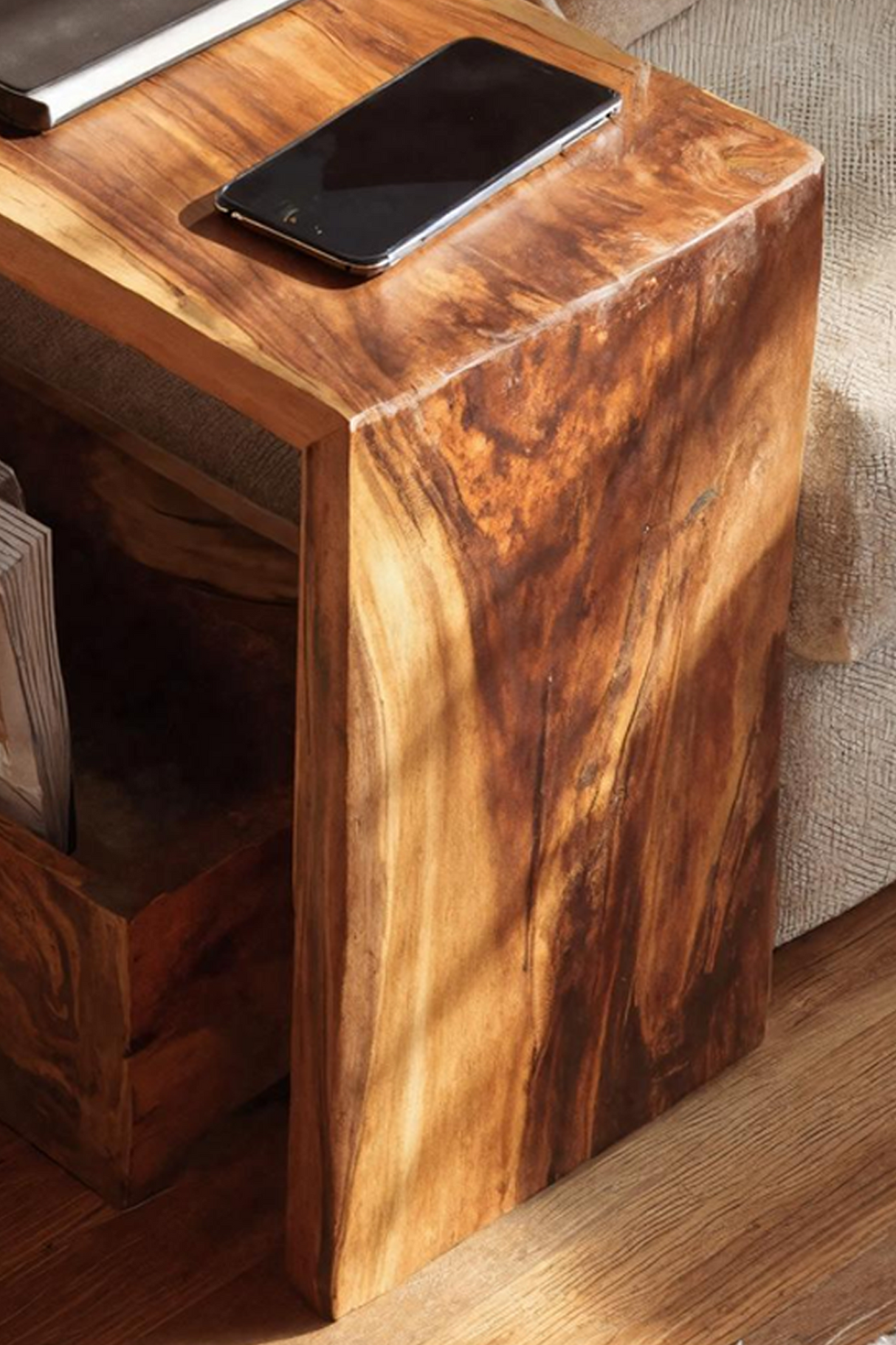 Farmhouse Wooden Side Table For Sofa And Lounge Area