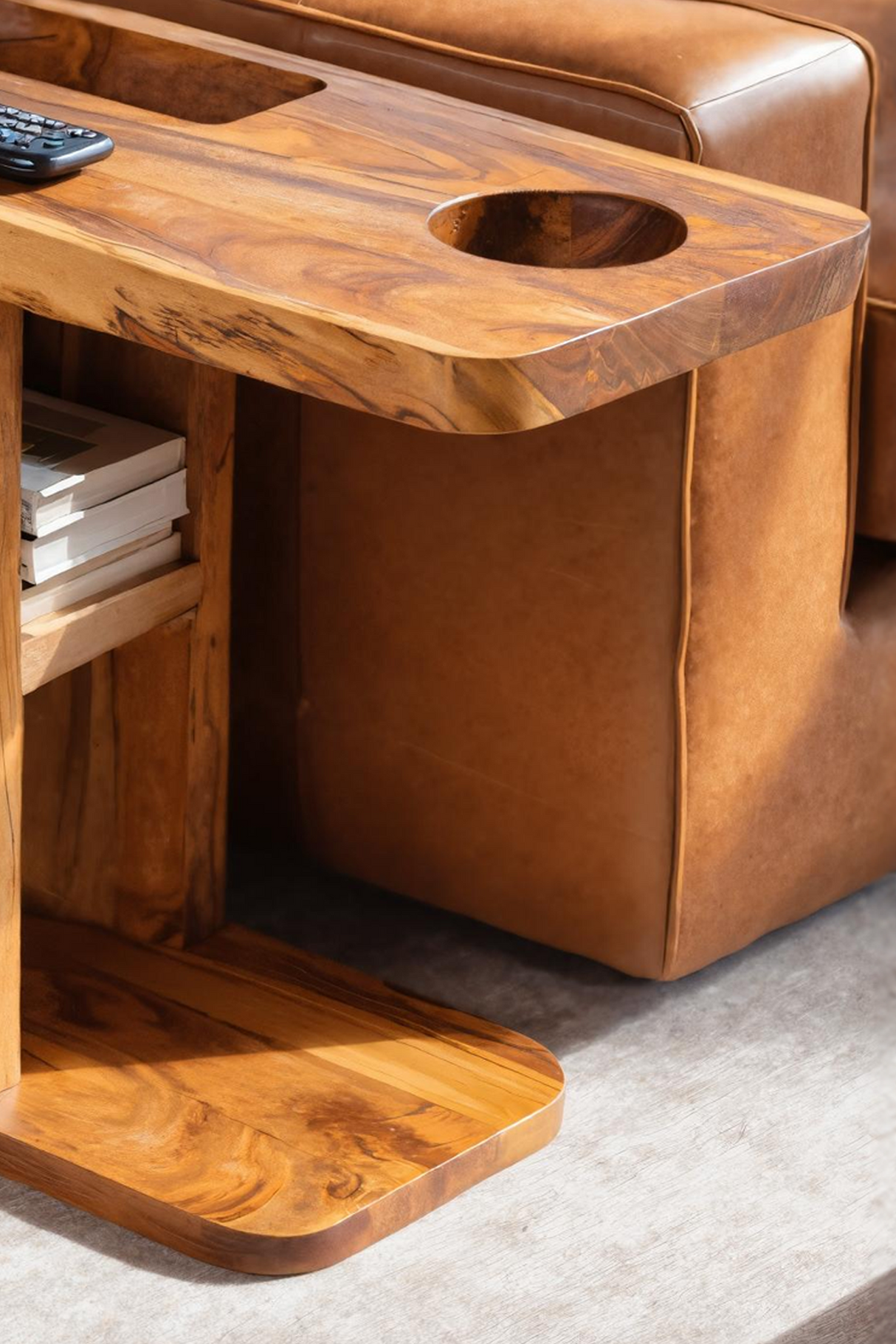 Mid Century Live Edge Side Table For Living Room Decor