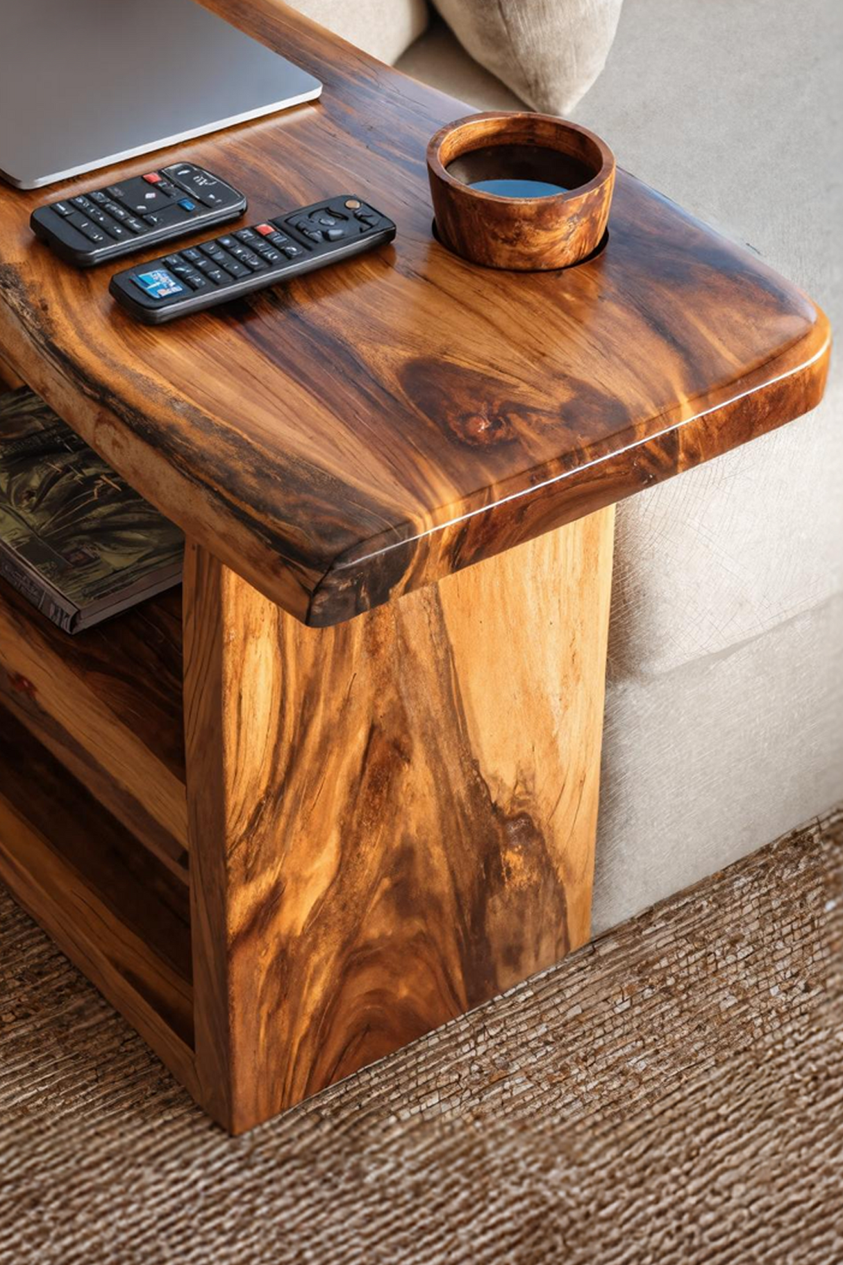 Farmhouse Live Edge Armrest For Sofa Decor Accent