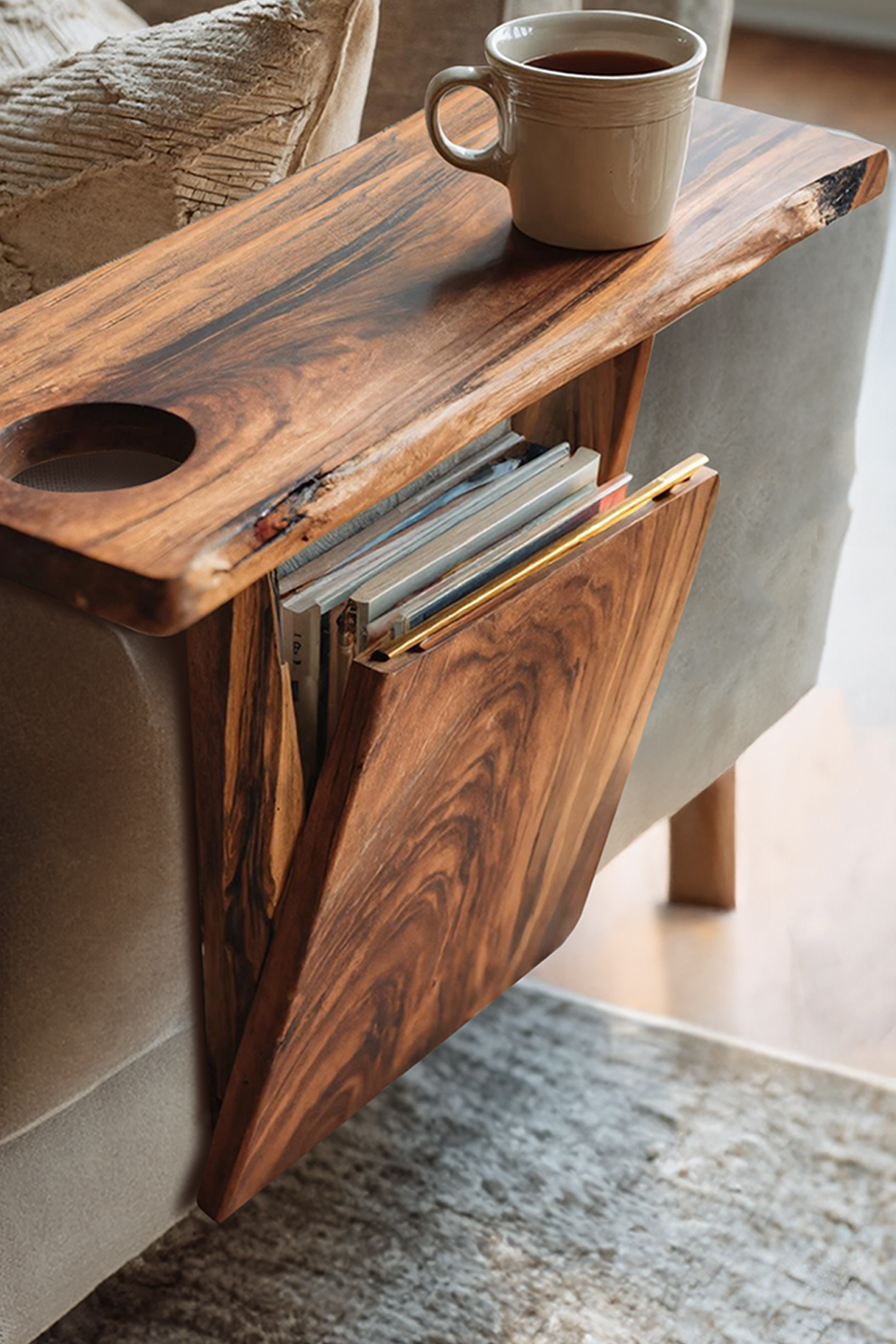 Farmhouse Wooden Armrest For Rustic Sofa Furniture