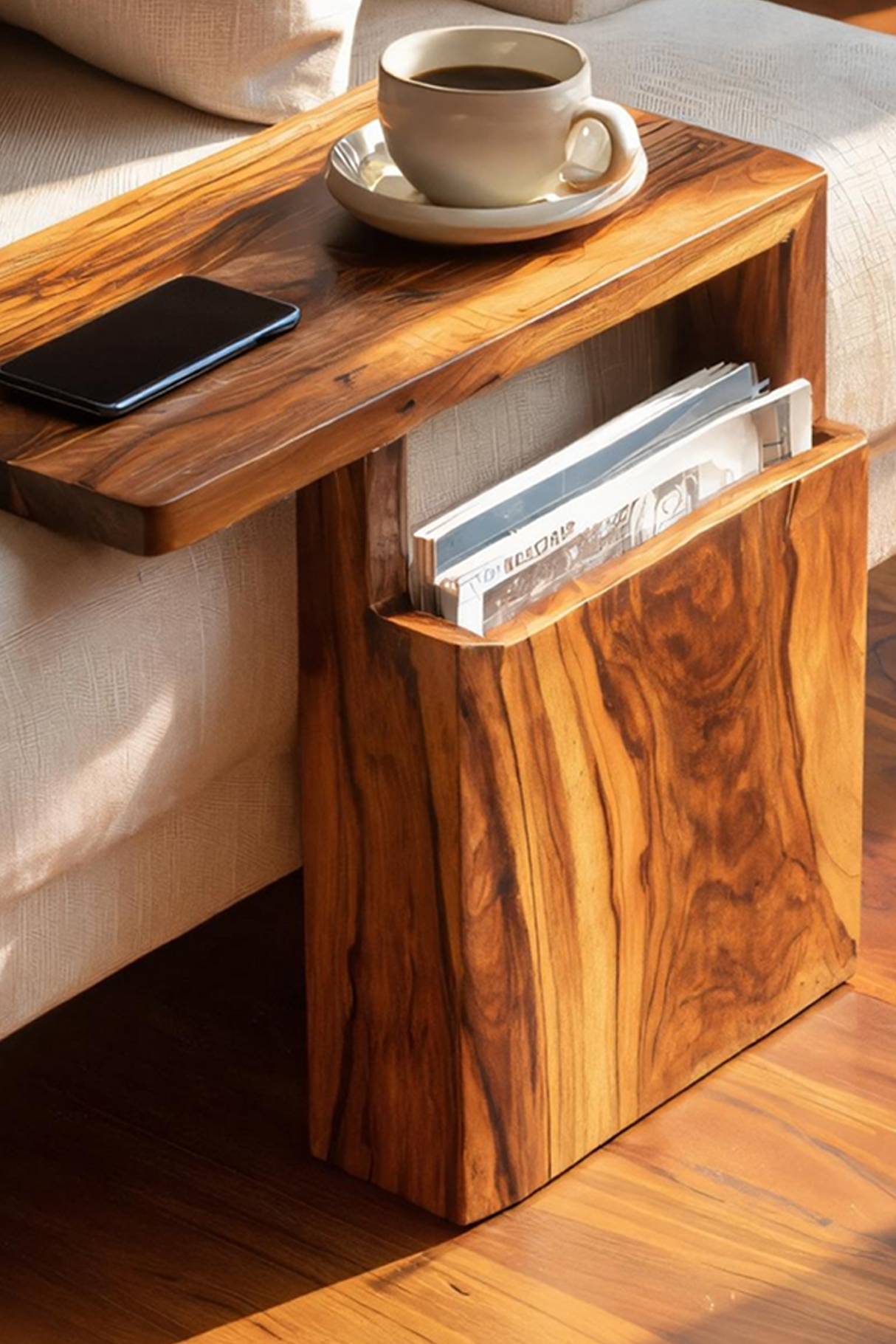 Rustic Wooden Armrest For Warm Living Room Design