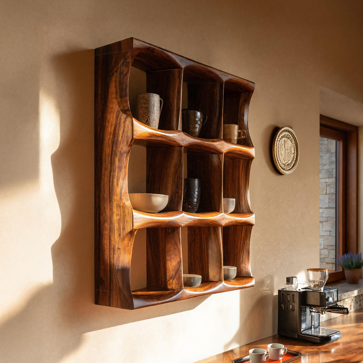 Mid Century Kitchen Wall Shelf For Cozy Cooking Space