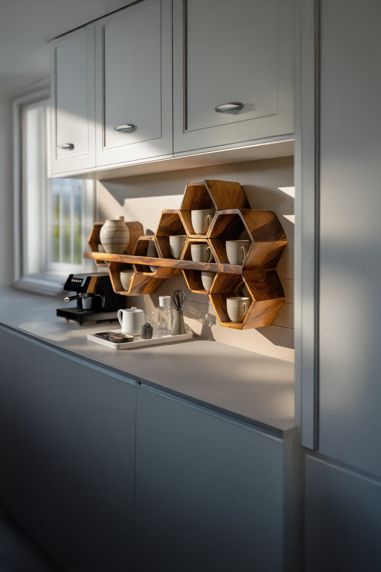 Mid Century Hexagonal Shelf For Furniture Display