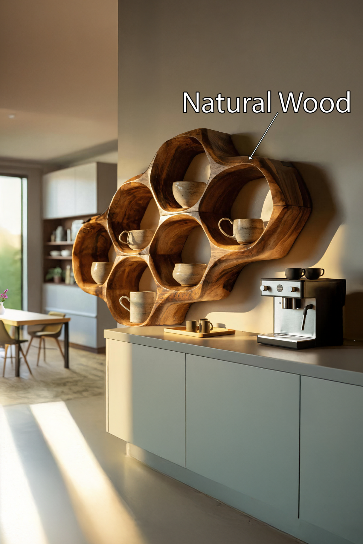 Handcrafted Honeycomb Wall Shelf For Coffee Station Stylin