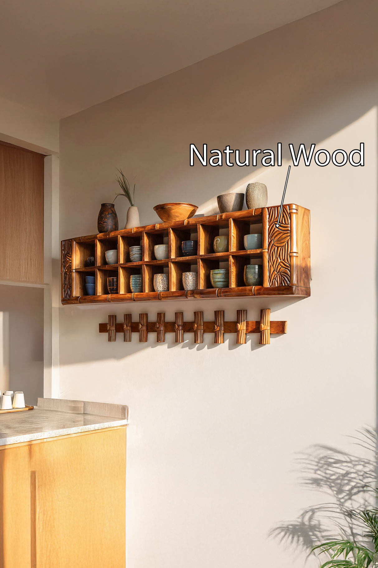 Modern Wooden Storage Shelf For Kitchen Essentials