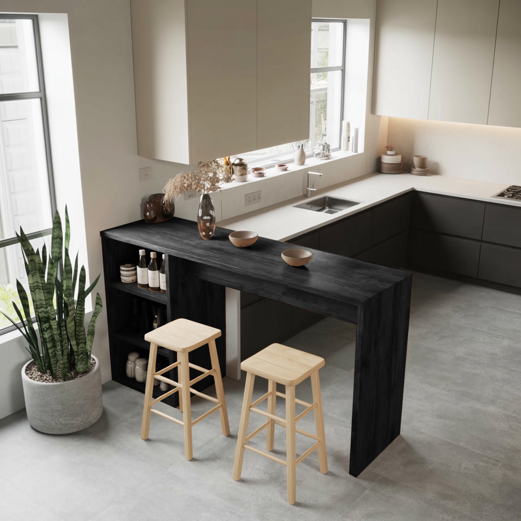 Warm Bar Table With Storage For Compact Kitchen