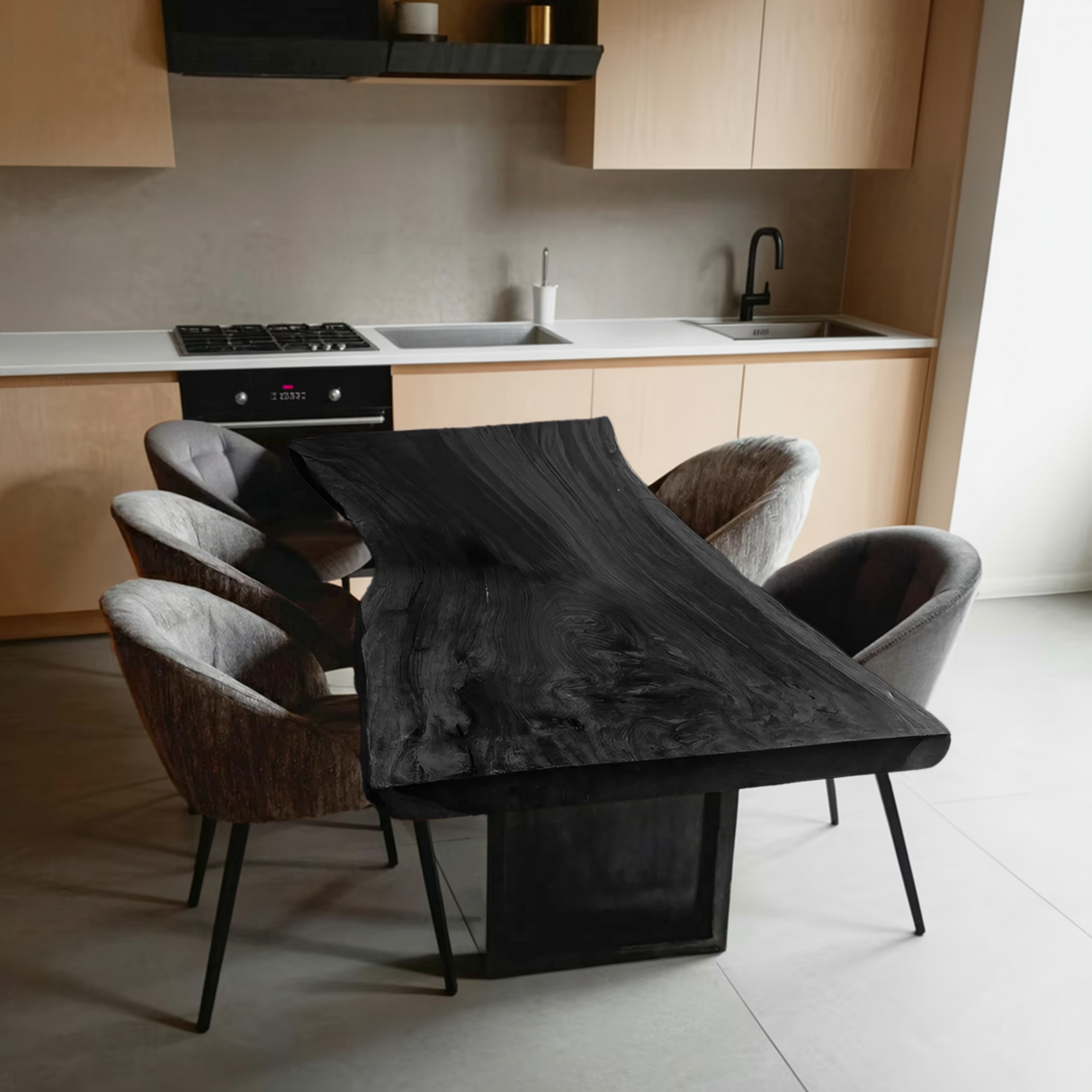 Furniture Decor Modern Wooden Live Edge Dining Table Minimal