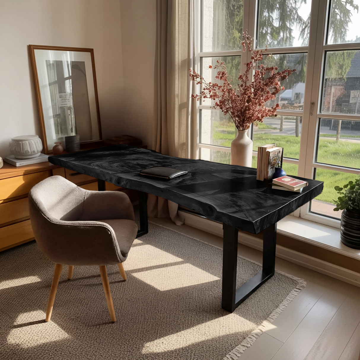 Handcrafted Wooden Live Edge Desk For Furniture Decor