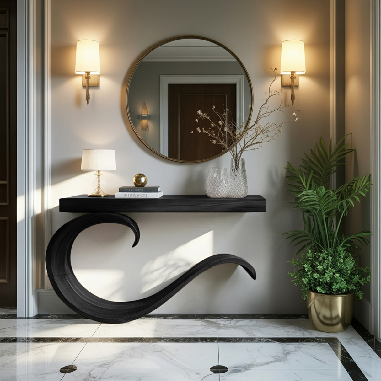 Handcrafted Sculptural Live Edge Console Table For Luxury Living Room