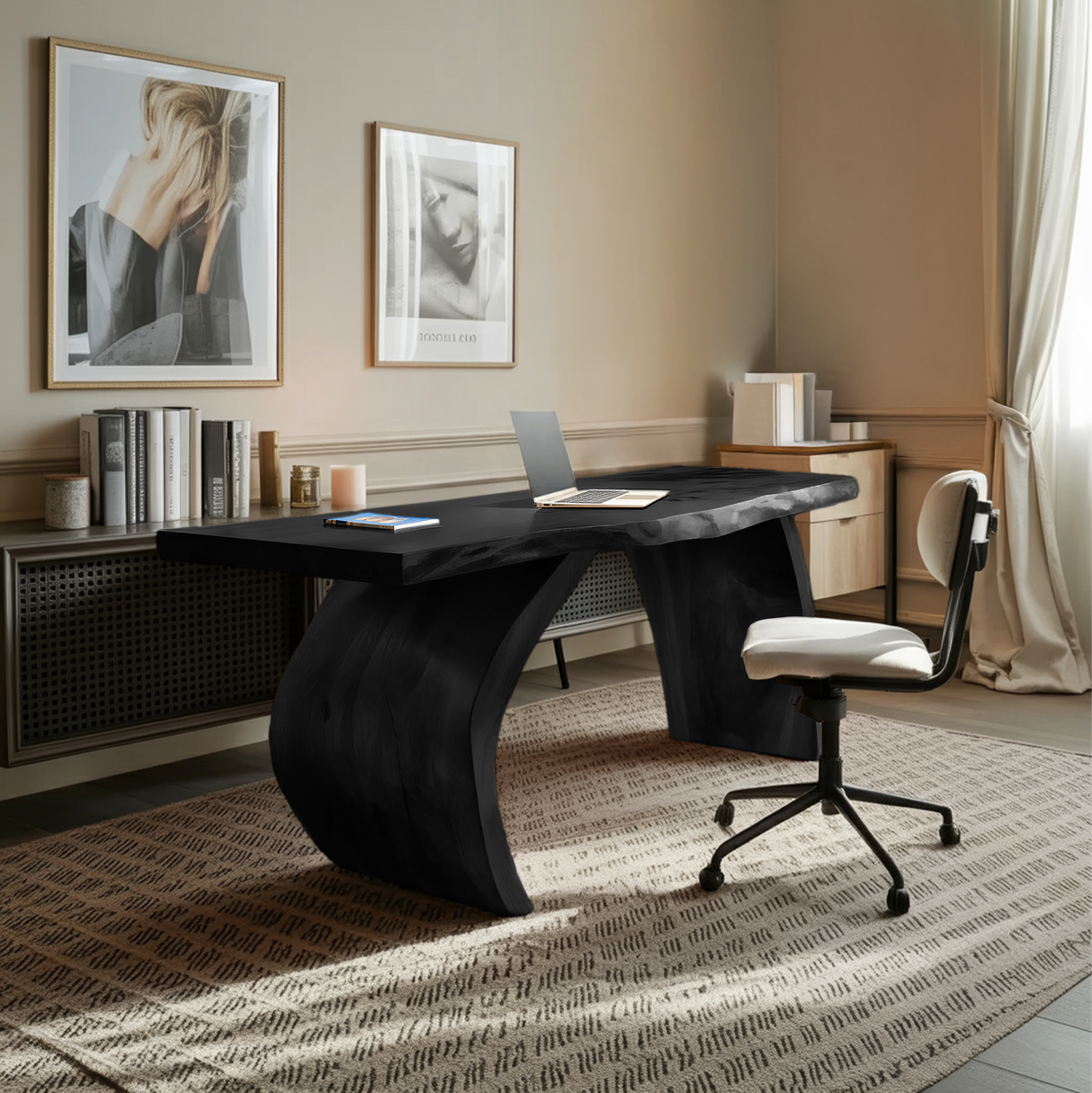 Handcrafted Wooden Live Edge Desk For Professional Office