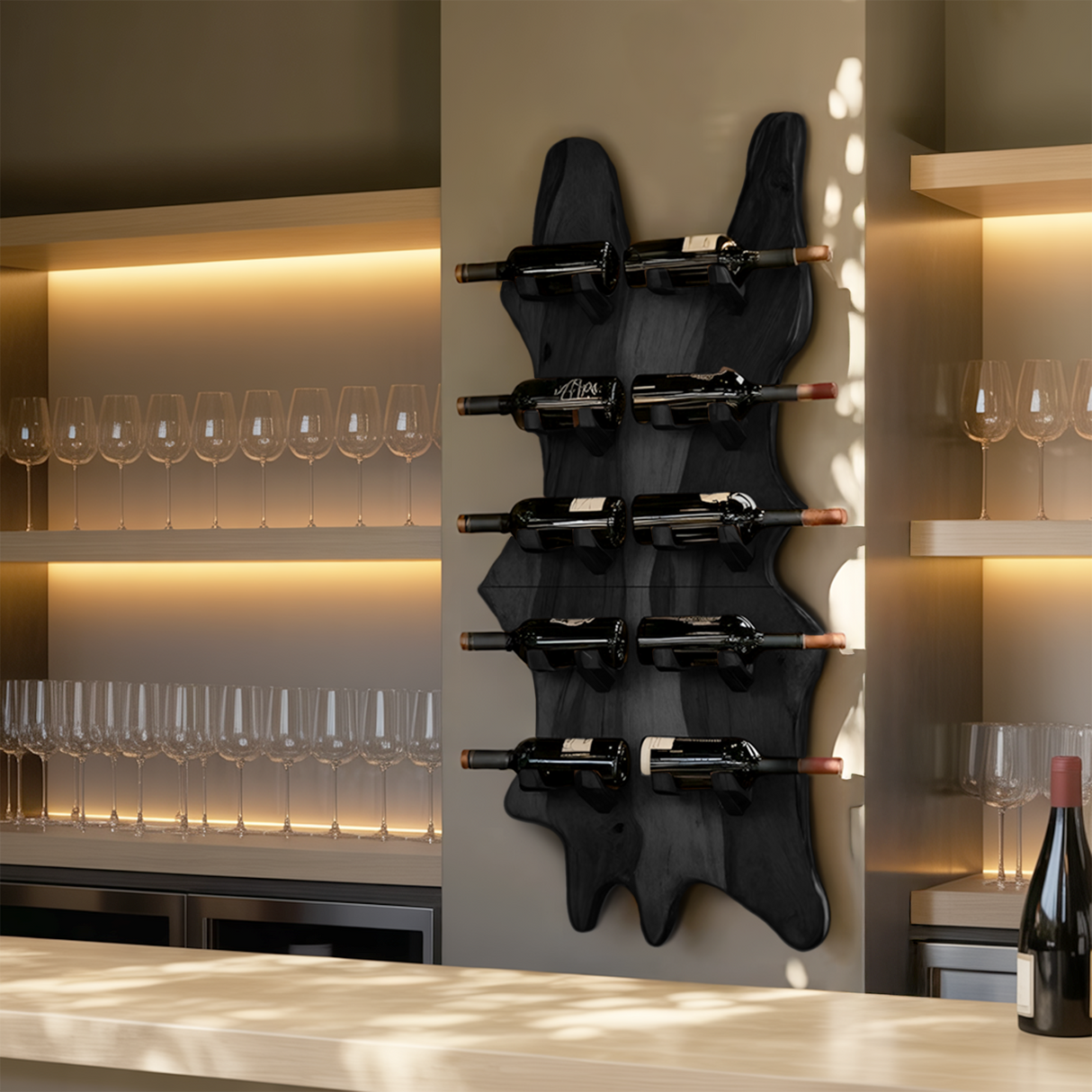 Modern Solid Wood Wine Rack For Bar Decor And Home Display