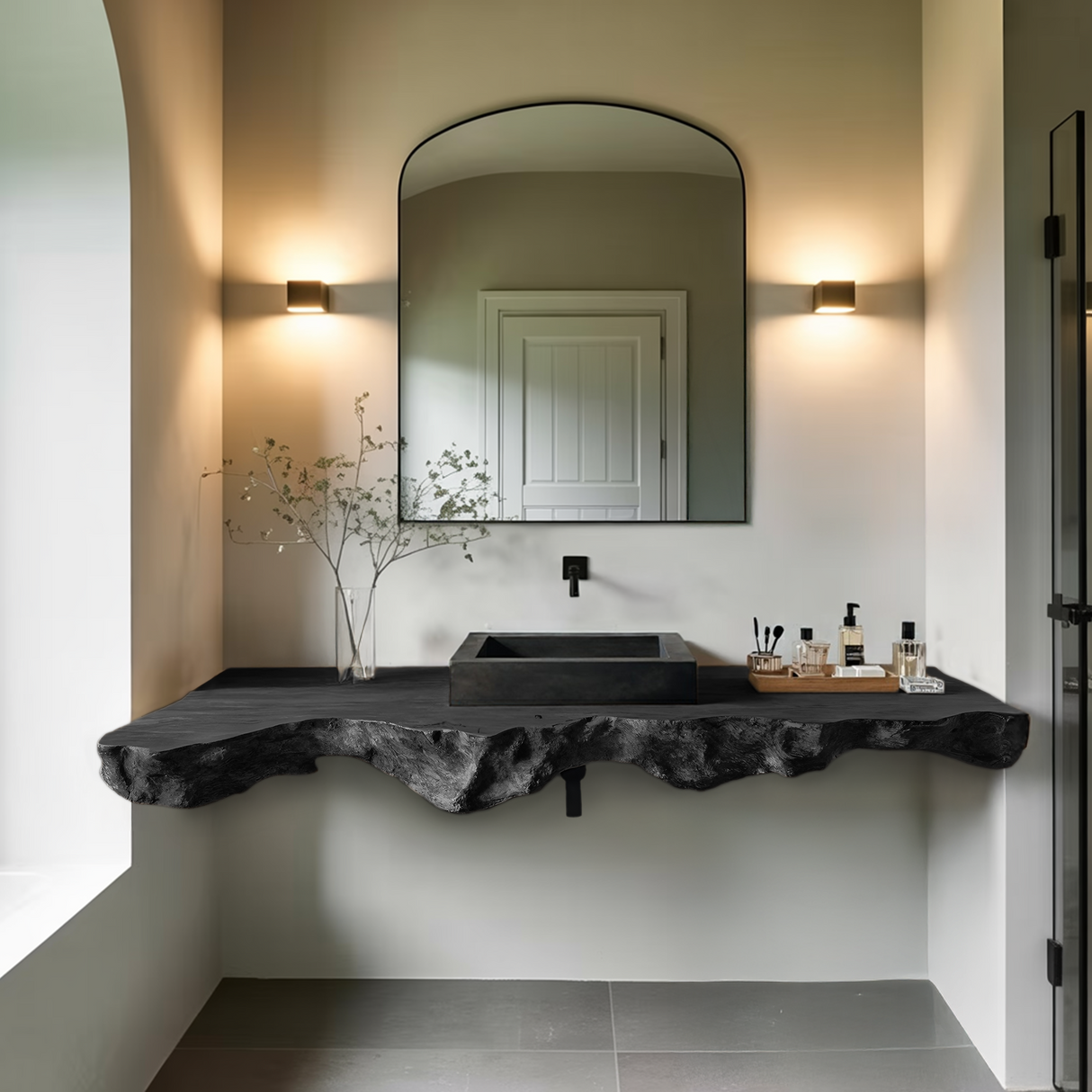 Live Edge Solid Wood Vanity For Rustic Bathroom