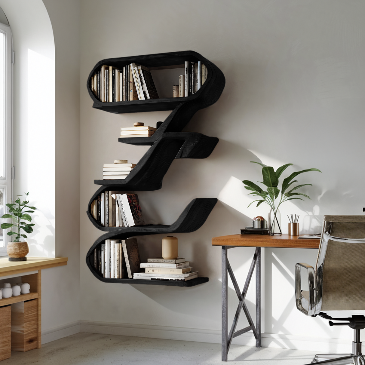 Modern Sculptural Wall Shelf For Living Room Display