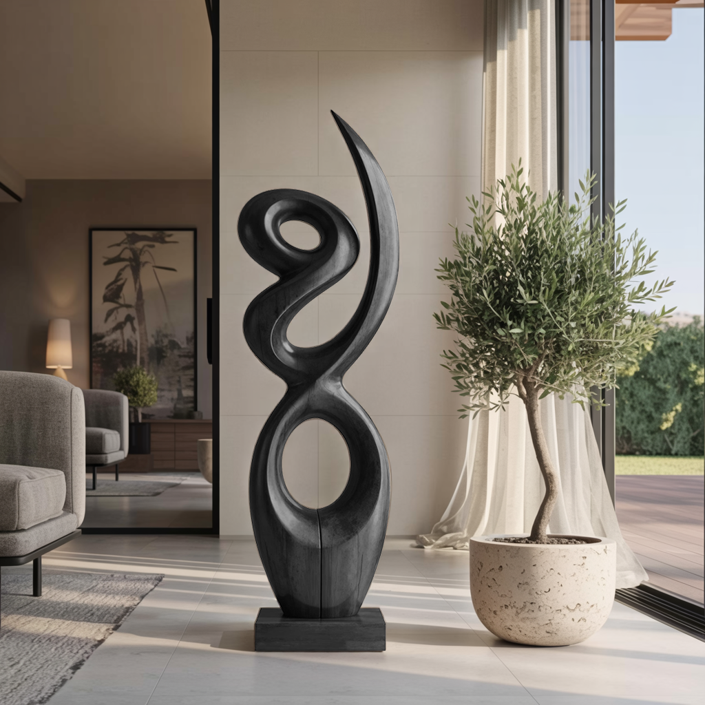 Handcrafted Wooden Abstract Sculpture For Living Room
