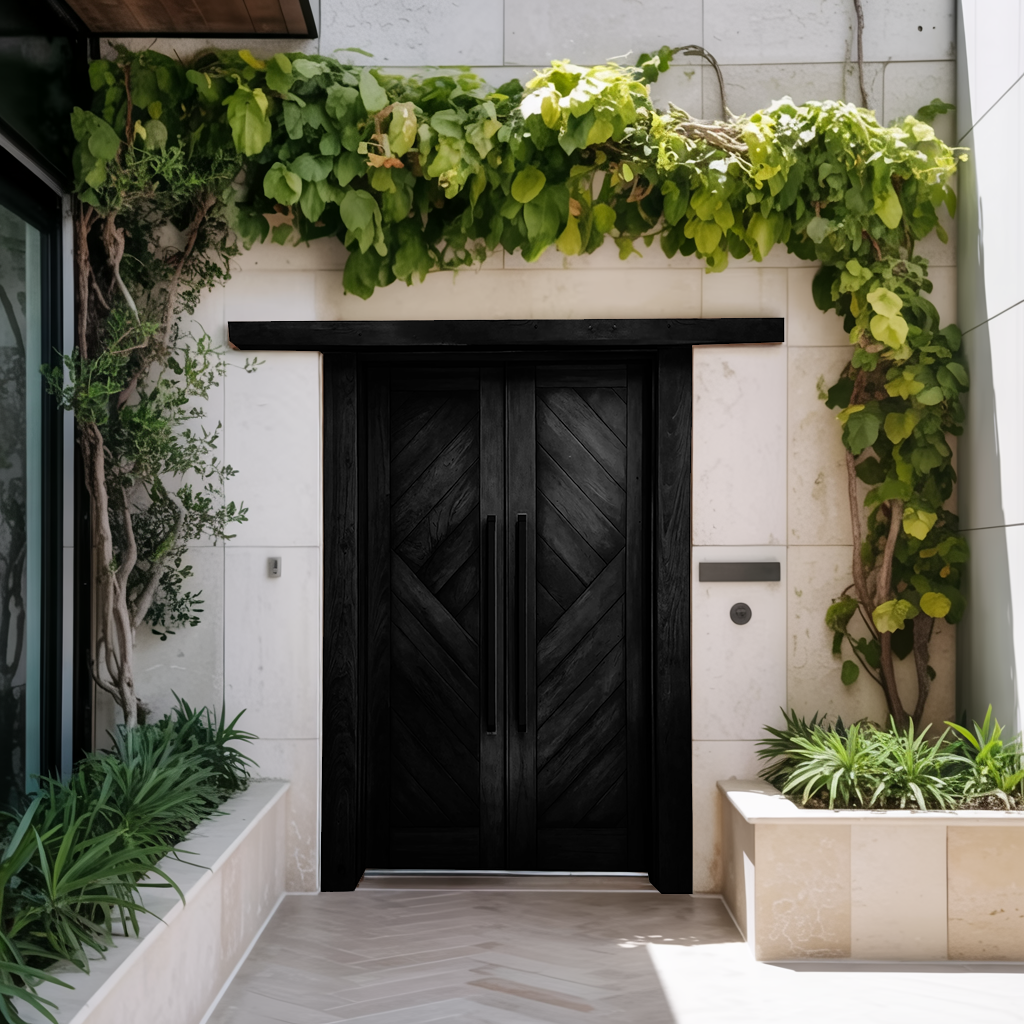 Rustic Double Front Door Modern Entryway Contemporary House Villa