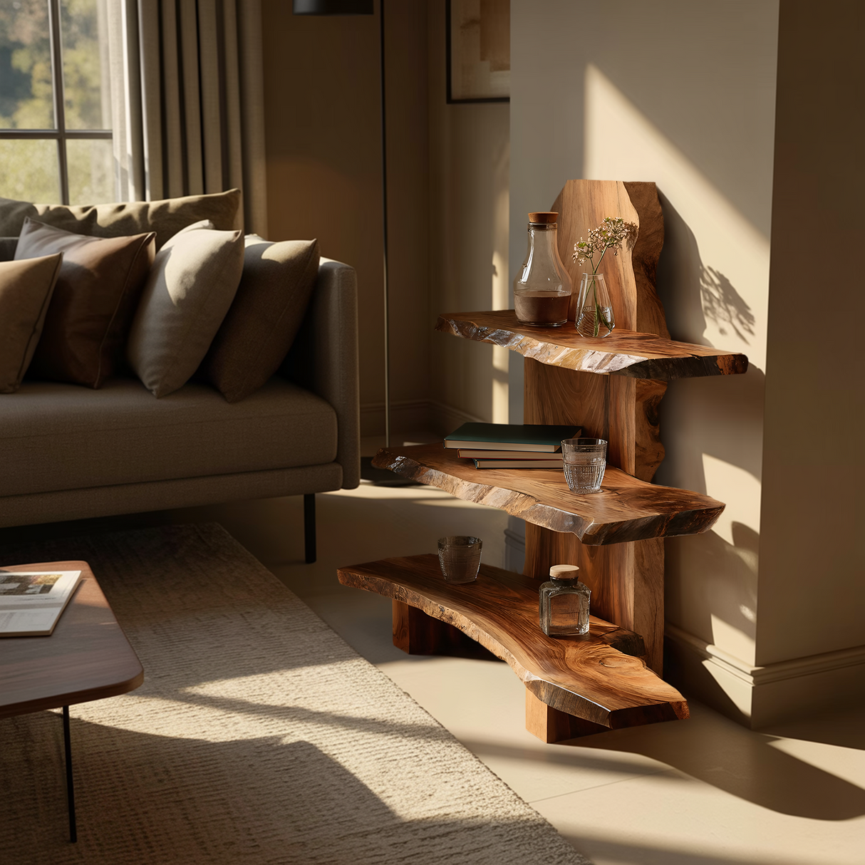 Contemporary Handmade Spice Shelf For Kitchen Storage And Decor