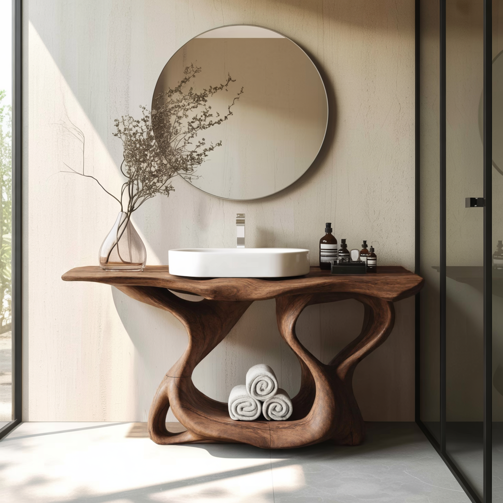Rustic Solid Wood Vanity For Bathroom Furniture Decor