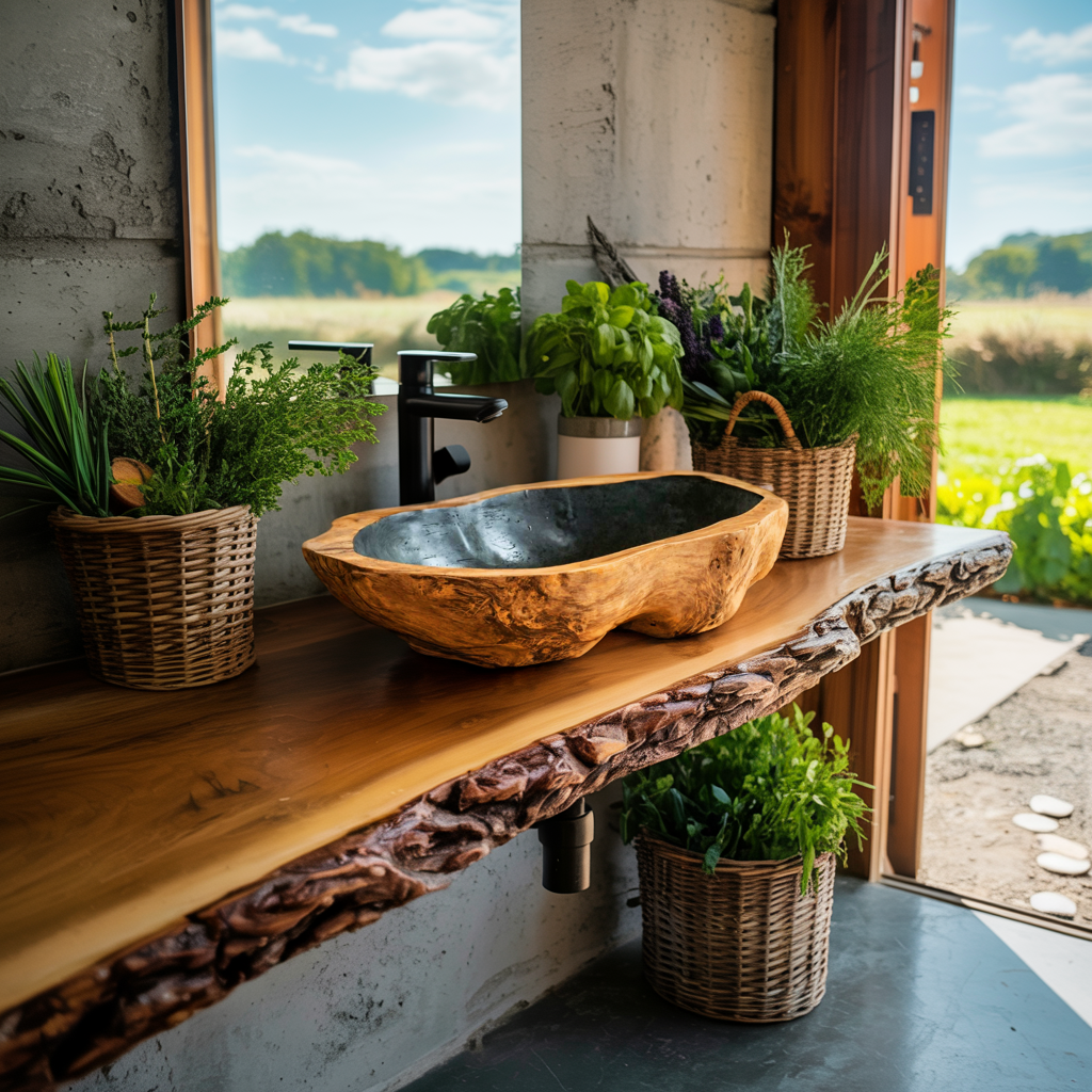 Solid Wood Sink Farmhouse Look For Bathroom Vanity Decor