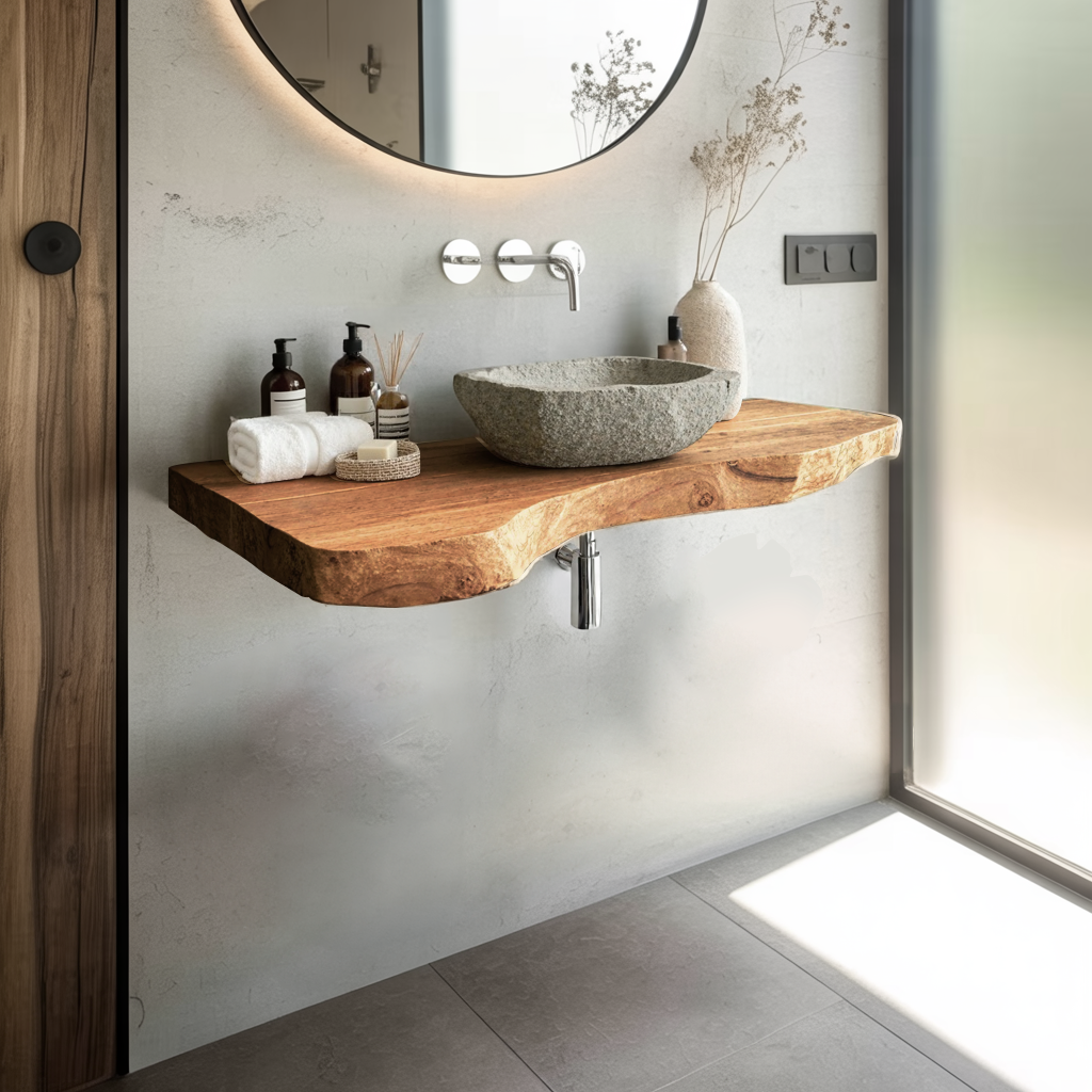 Rustic Live Edge Vanity For Modern Bathroom Designs