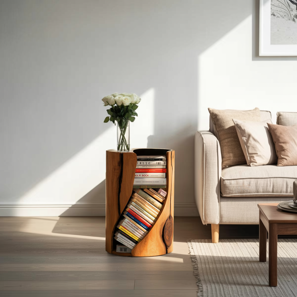 Modern Organic Bookcase With Accent Design For Living Room