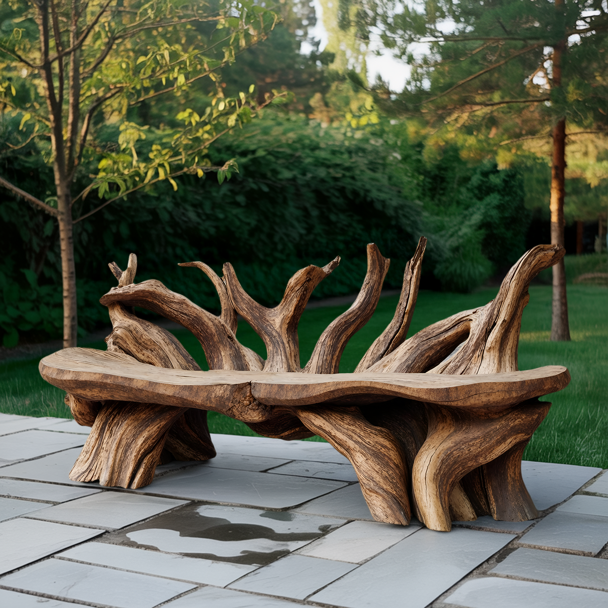 Mid Century Wooden Bench Outdoor Decor For Sleek Exteriors