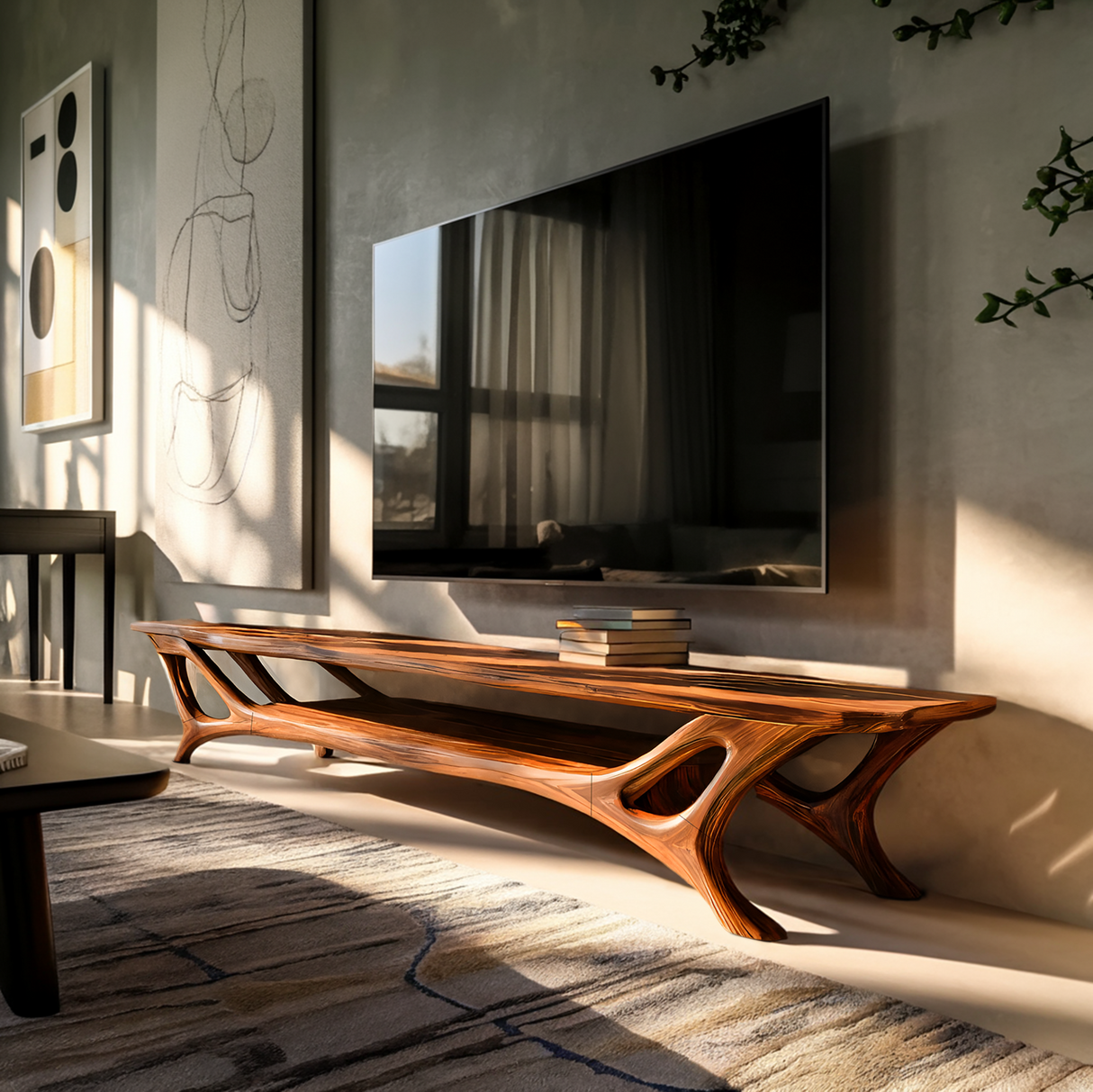 Curved TV Stand For Contemporary Living Room Furniture