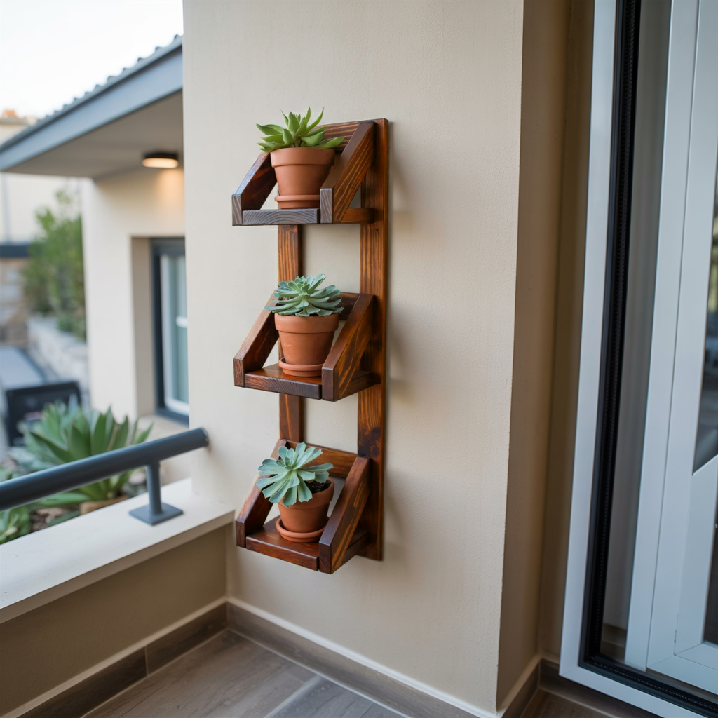 Rustic Wall Mounted Plant Shelf Hanging Planter For Balcony And Patio
