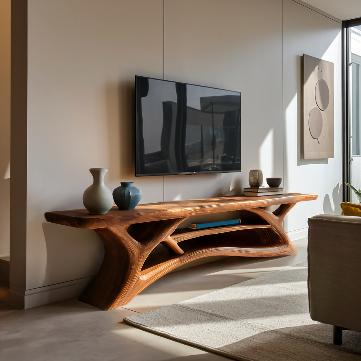 Modern TV Shelf Multi-tiered Design For Living Decor