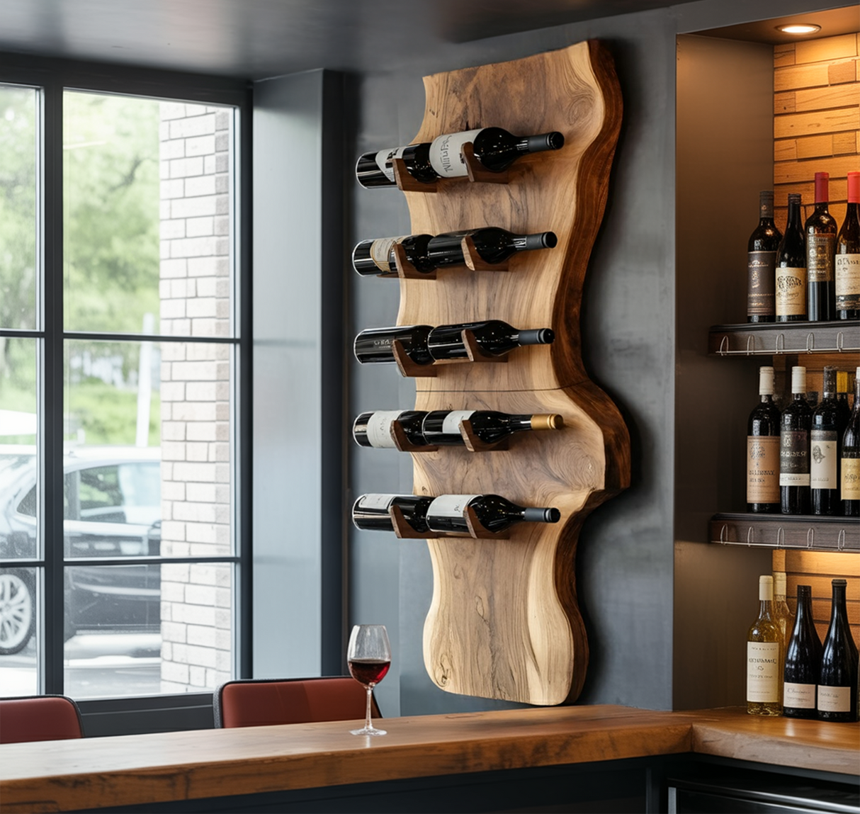 Modern Solid Wood Wine Rack For Living Room And Bar Display