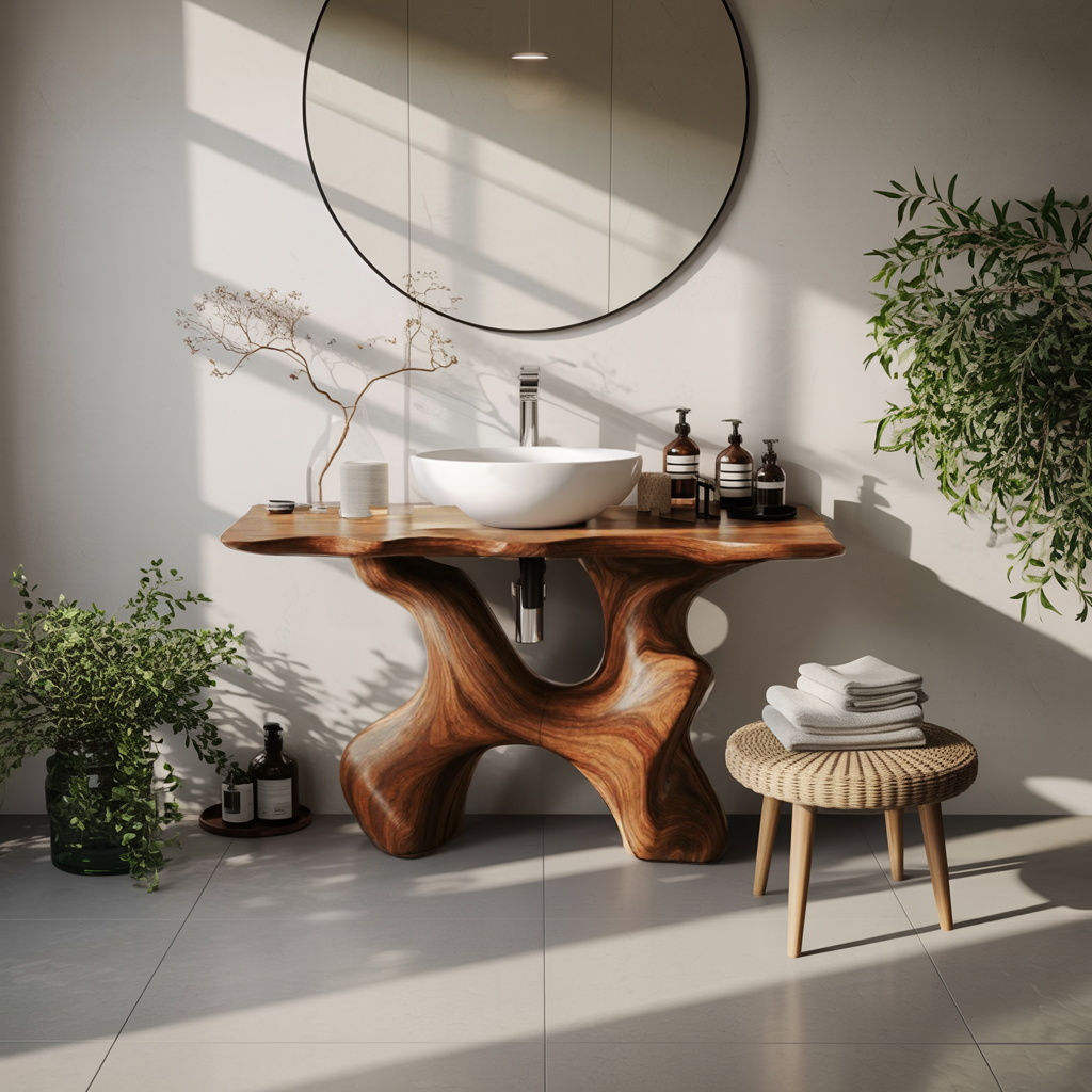 Rustic Solid Wood Vanity For Handmade Bathroom Look