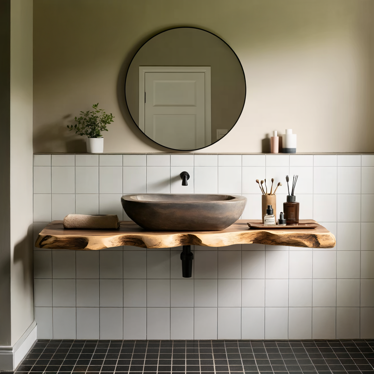 Handcrafted Live Edge Vanity For Compact Bathrooms