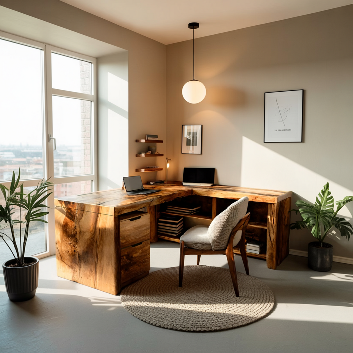 Contemporary L Shaped Workstation Desk For Study Room