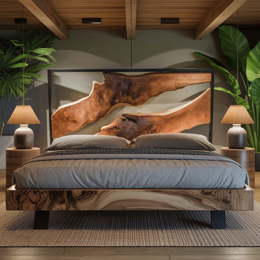 Artistic Live Edge Headboard For Bedroom Centerpiece